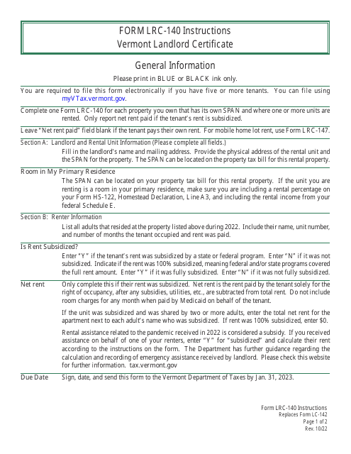 Form LRC-140  Printable Pdf