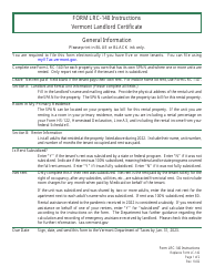 Instructions for Form LRC-140 Vermont Landlord Certificate - Vermont