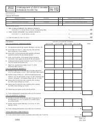 Document preview: Worksheet IN-152 Underpayment of Estimated Individual Income Tax - Vermont, 2022