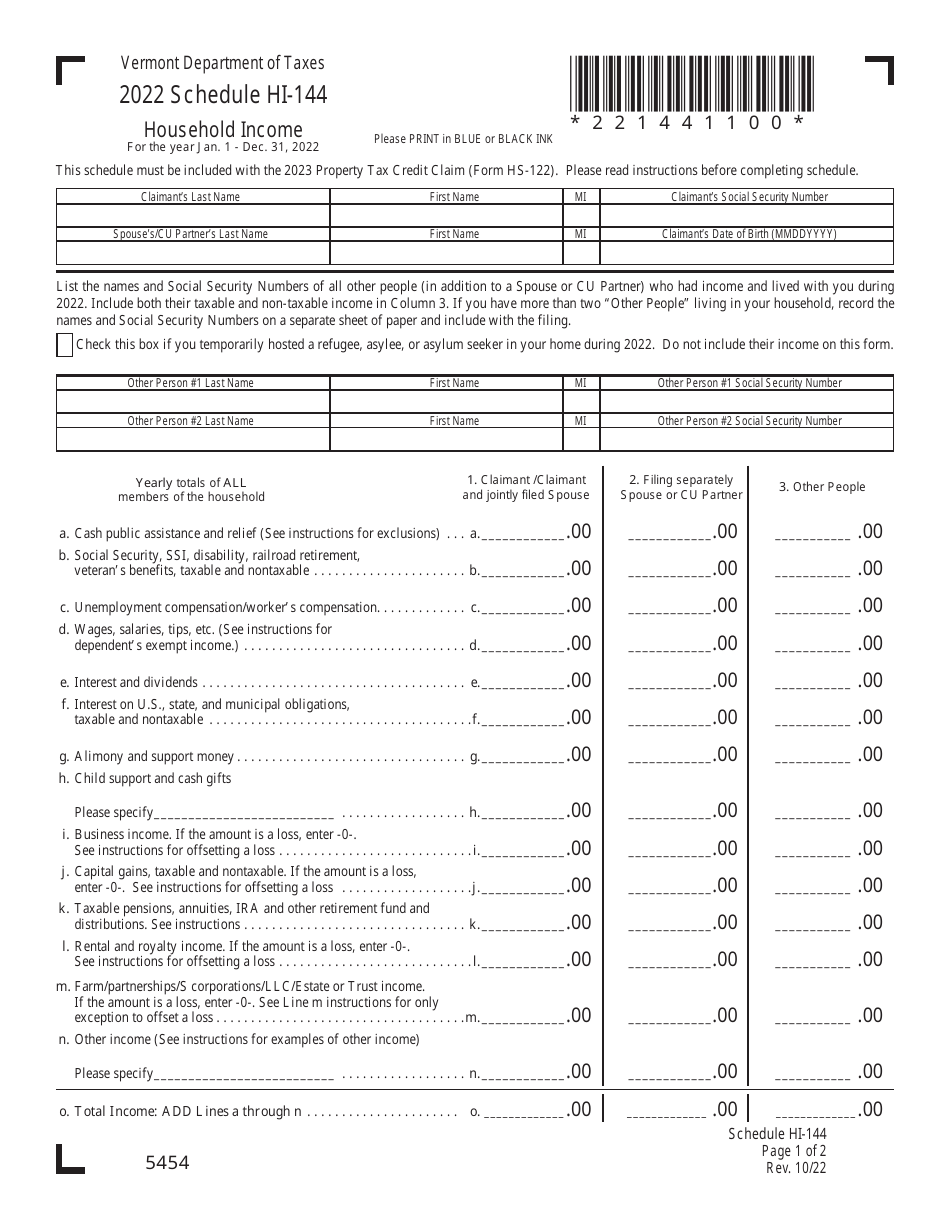 Form HS122 2023 Fill Out, Sign Online and Download Fillable PDF