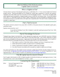 Document preview: Instructions for Schedule IN-153 Vermont Capital Gains Exclusion Calculation - Vermont