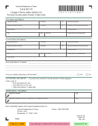 Document preview: Form IN-110 Change of Name and/or Address for Personal Income and/or Renter Credit Claim - Vermont
