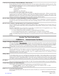 Instructions for Form IN-111 Vermont Income Tax Return - Vermont, Page 5