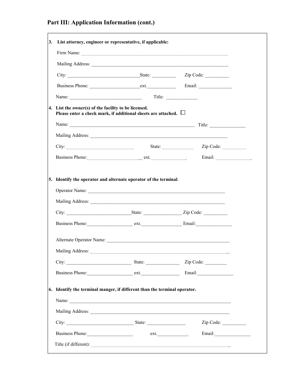 Virgin Islands Application for Terminal Facility License - Fill Out ...