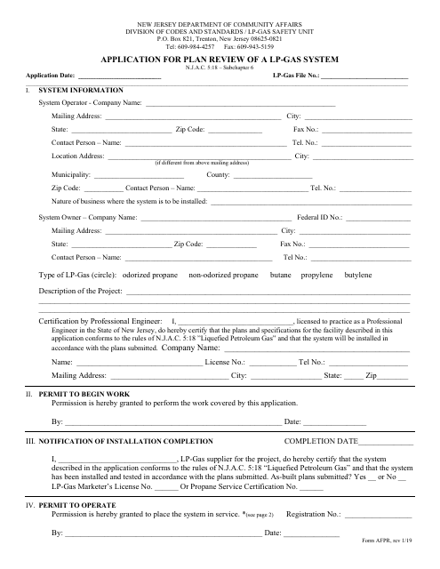 Form AFPR  Printable Pdf