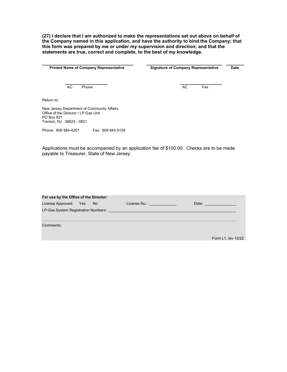 Form L1 Application for Lpg Marketers License - New Jersey, Page 5