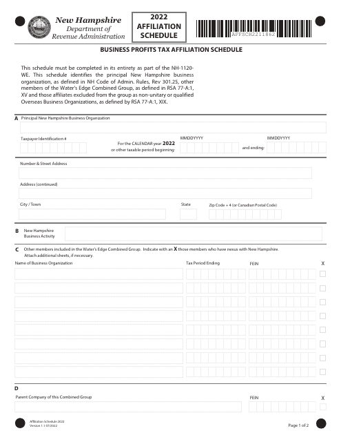 Form AFF SCHD 2022 Printable Pdf