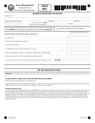 Form BET Business Enterprise Tax Return - New Hampshire