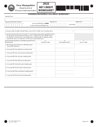 Form BET-CW Business Enterprise Tax Credit Worksheet - New Hampshire