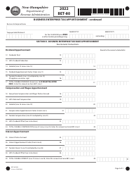 Form BET-80 Business Enterprise Tax Apportionment - New Hampshire, Page 2