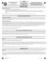 Document preview: Instructions for Form BET-80-WE, BET-80 - New Hampshire