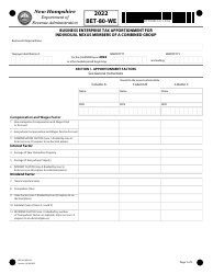 Document preview: Form BET-80-WE Business Enterprise Tax Apportionment for Individual Nexus Members of a Combined Group - New Hampshire