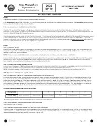 Instructions for Form DP-10 Interest and Dividends Tax Return - New Hampshire, Page 3