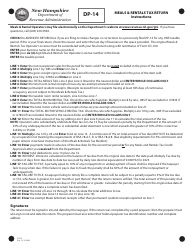Form DP-14 Meals &amp; Rentals Tax Return - New Hampshire, Page 2