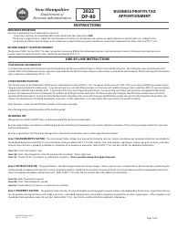 Instructions for Form DP-80 Business Profits Tax Return - Business Profits Tax Apportionment - New Hampshire