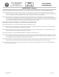 Instructions for Form DP-120 Computation of S Corporation Gross Business Profits - New Hampshire, Page 2