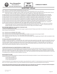 Instructions for Form DP-160 Schedule of Credits - New Hampshire, Page 2