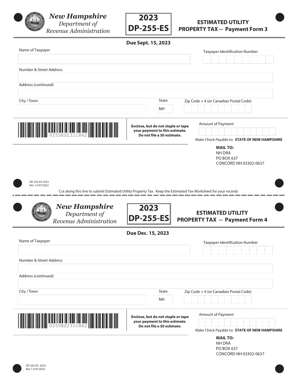 Form DP-255-ES Estimated Utility Property Tax - New Hampshire, Page 3