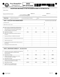 Form DP-2210/2220 Exceptions and Penalty for the Underpayment of Estimated Tax - New Hampshire
