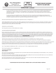 Instructions for Form NH-1040 Proprietorship Business Profits Tax Return - New Hampshire, Page 5
