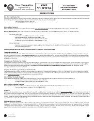 Form NH-1040-ES Estimated Proprietorship Business Tax - New Hampshire, Page 6