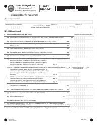 Form NH-1041 Fiduciary Business Profits Tax Return - New Hampshire, Page 2