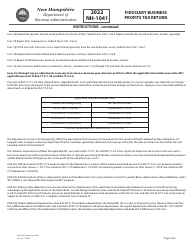 Instructions for Form NH-1041 Fiduciary Business Profits Tax Return - New Hampshire, Page 2