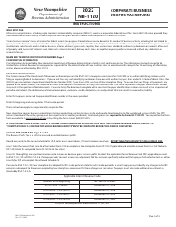 Instructions for Form NH-1120 Business Profits Tax Return - New Hampshire