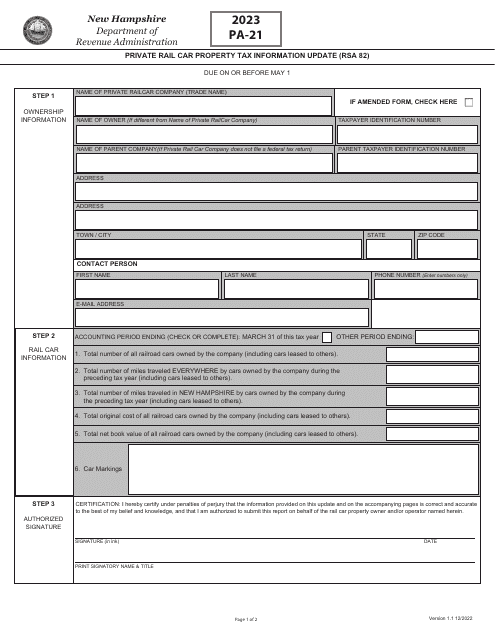 Form PA-21 2023 Printable Pdf
