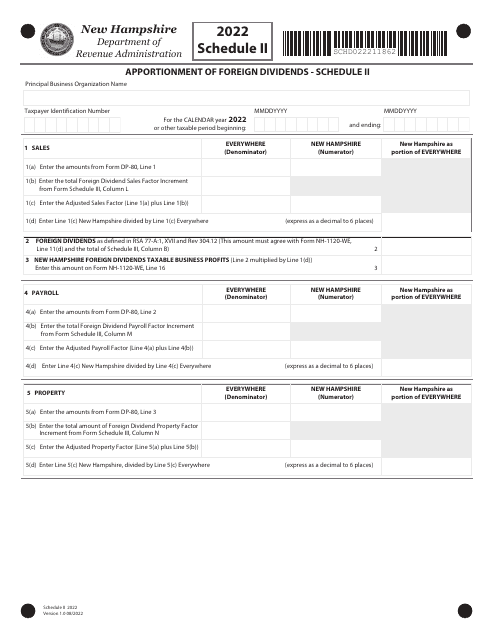 Schedule II 2022 Printable Pdf