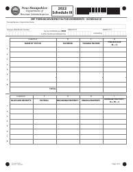 Schedule III Net Foreign Dividend Factor Increments - New Hampshire