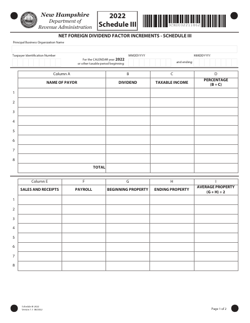 Schedule III 2022 Printable Pdf