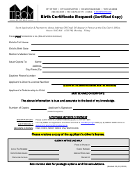 Birth Certificate Request - City of Troy, Michigan