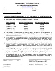 Document preview: Form LF-3 Application for Individuals to Pay the Filing Fee in Installments - Florida