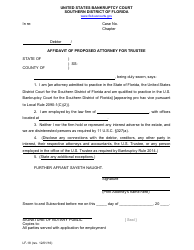 Document preview: Form LF-18 Affidavit of Proposed Attorney for Trustee - Florida