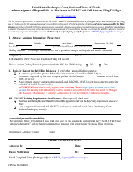 Document preview: Form LF-95 Acknowledgment of Responsibility for Live Access to Cm/Ecf With Full Attorney Filing Privileges - Florida