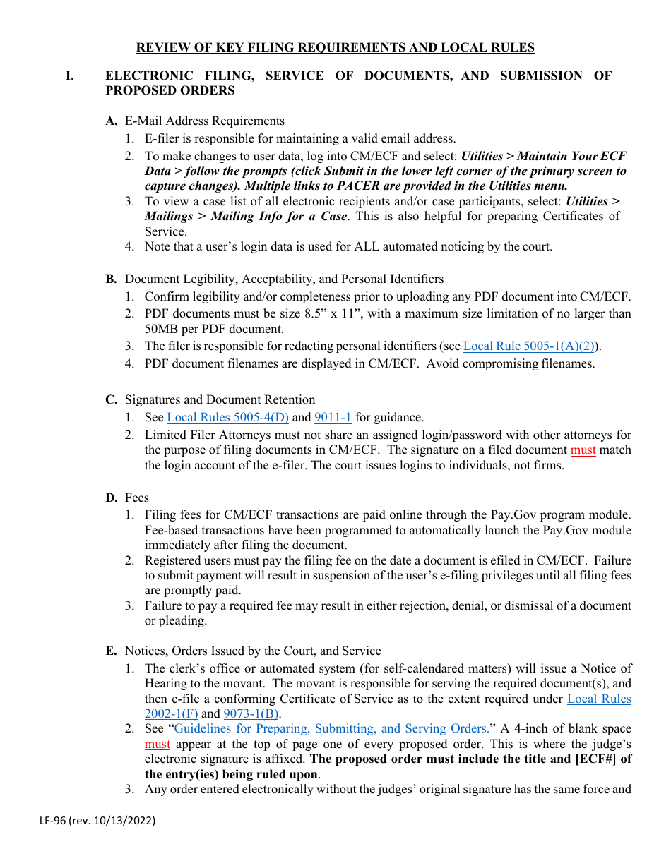 Form LF-96 Acknowledgment of Responsibility for Live Access to Cm / Ecf With Limited Filing Privileges - Florida, Page 4