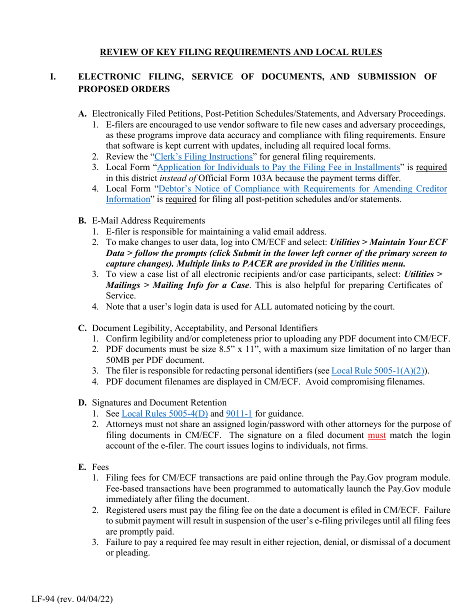 Form LF-94 Acknowledgment of Responsibility and Request for Live Access to Cm / Ecf With Trustee / US Trustee Filing Privileges - Florida, Page 4