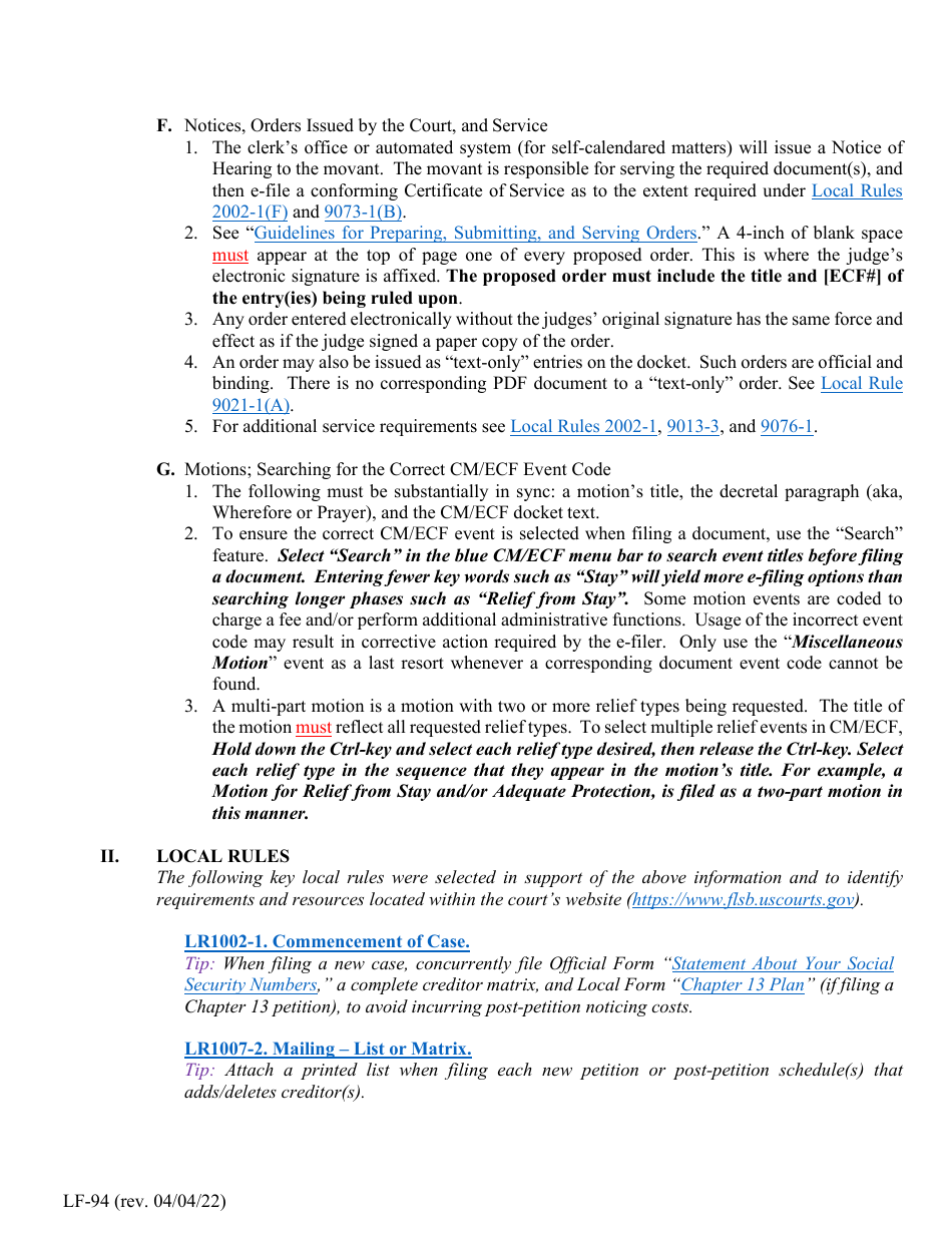 Form LF-94 Acknowledgment of Responsibility and Request for Live Access to Cm / Ecf With Trustee / US Trustee Filing Privileges - Florida, Page 5