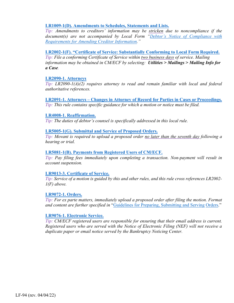 Form LF-94 Acknowledgment of Responsibility and Request for Live Access to Cm / Ecf With Trustee / US Trustee Filing Privileges - Florida, Page 6