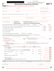 Form 1 Massachusetts Resident Income Tax Return - Massachusetts, 2022