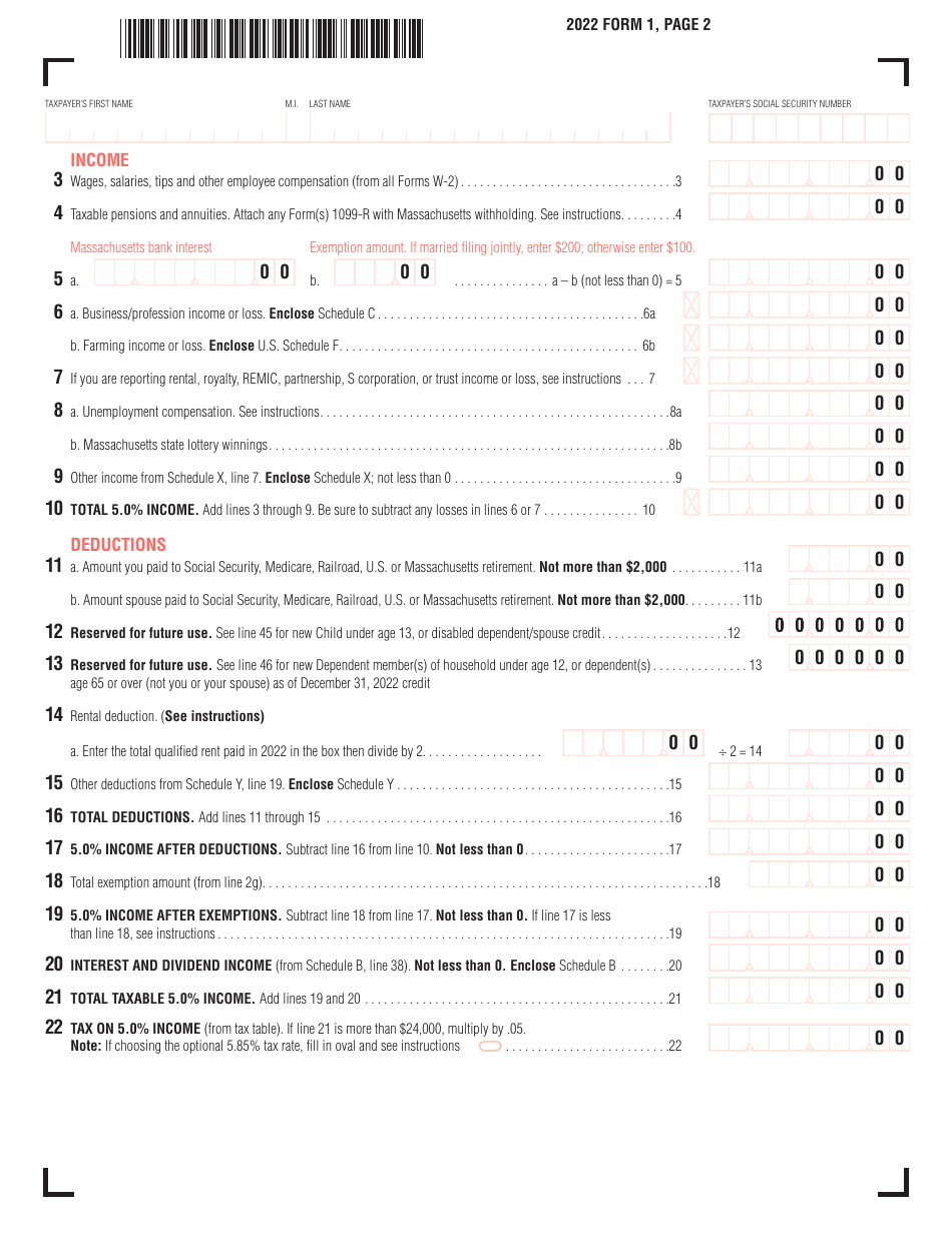 Form 1 2022 Fill Out Sign Online And Download Printable Pdf Massachusetts Templateroller 5483