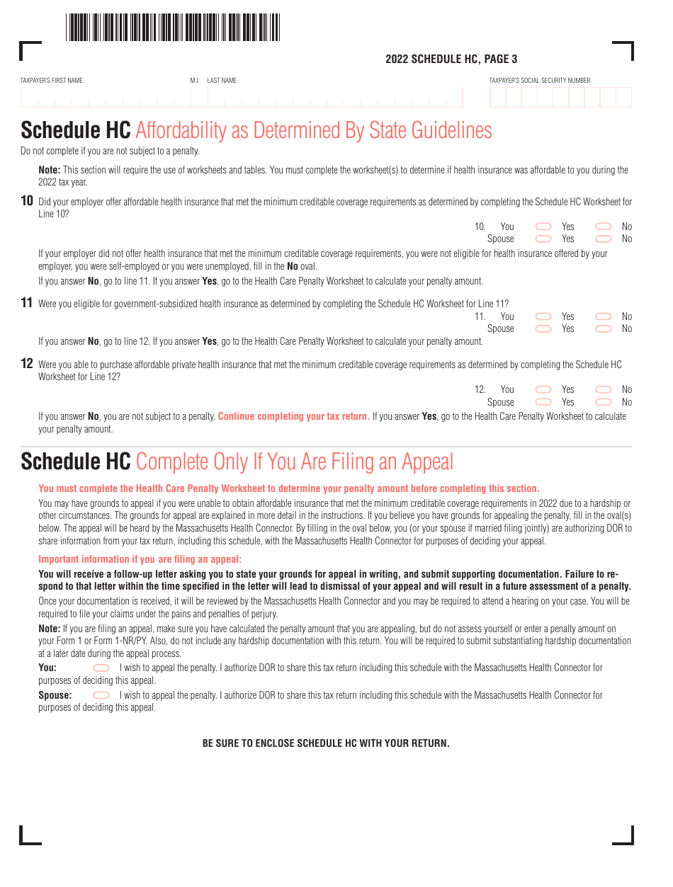 Schedule HC Health Care Information - Massachusetts, Page 4