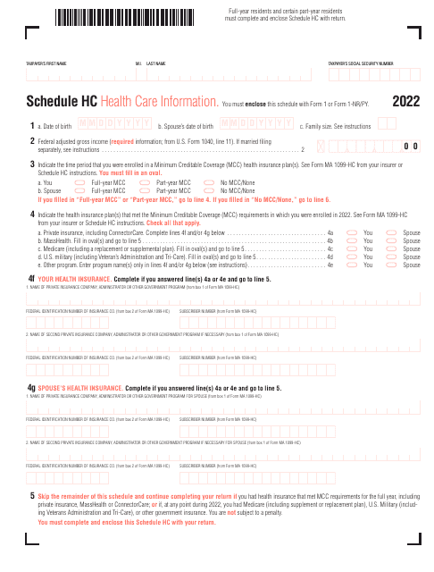 Schedule HC 2022 Printable Pdf