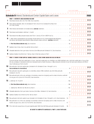 Schedule B Interest, Dividends and Certain Capital Gains and Losses - Massachusetts