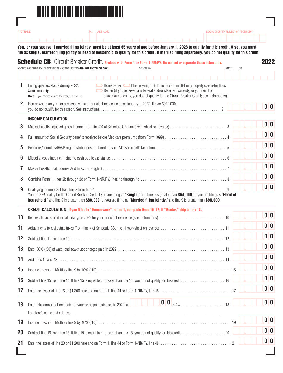 2022 Massachusetts Circuit Breaker Credit Fill Out, Sign Online and