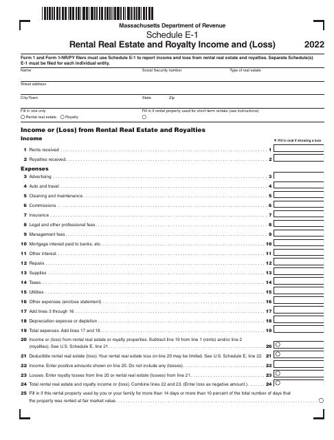 Schedule E-1 2022 Printable Pdf