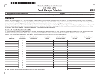 Schedule CMS Credit Manager Schedule - Massachusetts