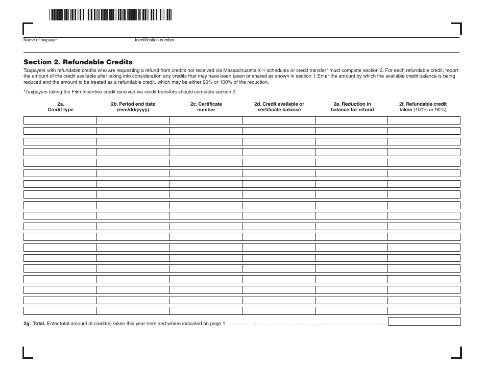 Schedule CMS Credit Manager Schedule - Massachusetts, Page 2