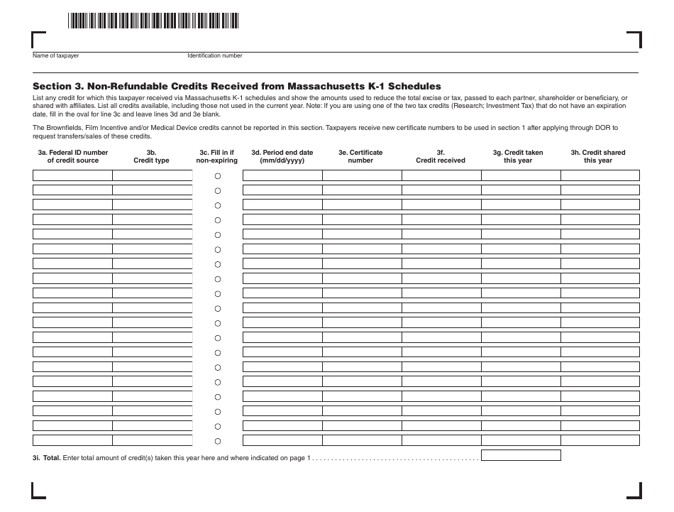 Schedule CMS Credit Manager Schedule - Massachusetts, Page 3